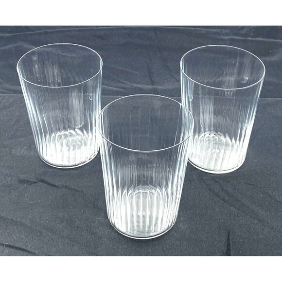 Set Of 3 Ikea A2 Clear Ribbed Acrylic Drinking Glasses - Picture 1 of 3